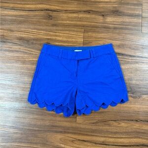 J. Crew Cobalt Scallop Hem High-Waist Shorts